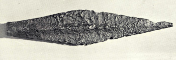 An Iron Age spearhead found in Dunstable in 1927 and illustrated in William Austin's History of Luton